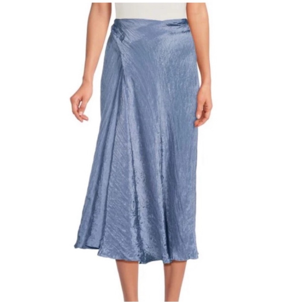 Vince  draped crinkled satin midi skirt